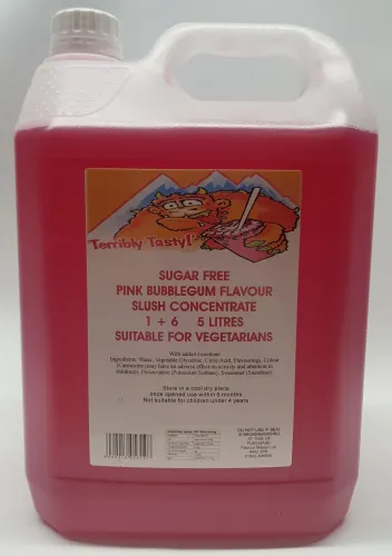 Pink Bubblegum Sugar Free Syrup (4 x 5 Litre) Terribly Tasty