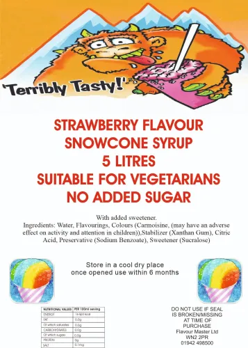 Strawberry Snow Cone Syrup (5 Litre) Terribly Tasty